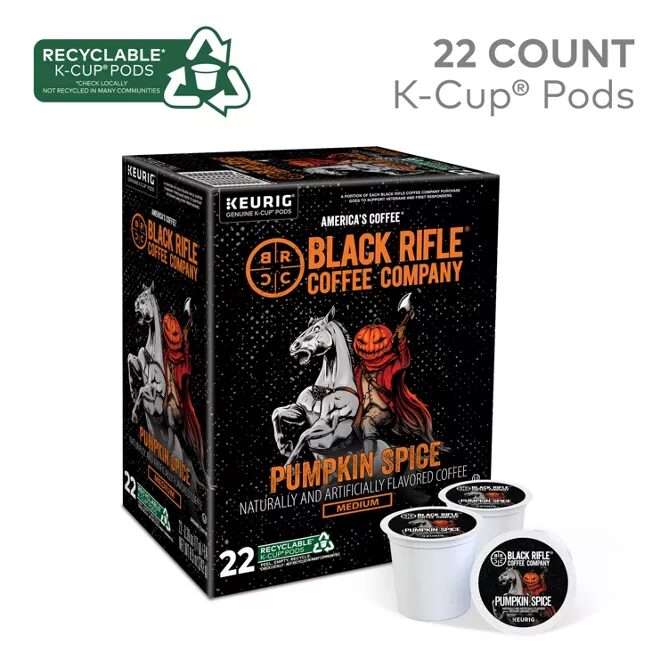 Black Rifle Coffee Company Pumpkin Spice K-Cup pods, 22 ct box