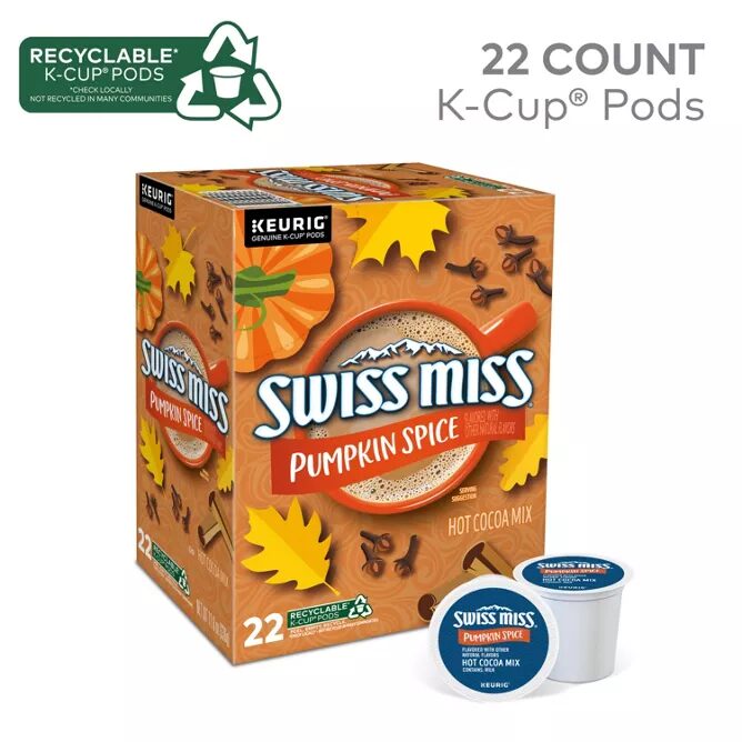 Swiss Miss Pumpkin Spice Hot Cocoa K-Cup pods, 22 ct box